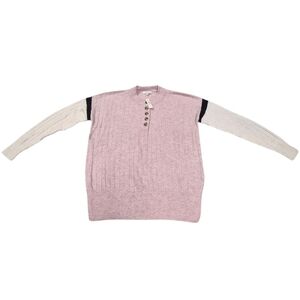Madewell Ribbed Colorblock Button Sweater Pink XS NWT